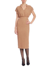 Tan | Tweed Twofer Sheath Dress Front