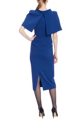 Marine | Marine Sheath Dress with Mock Neck Capelet Back Marine | Marine Sheath Dress with Mock Neck Capelet Back