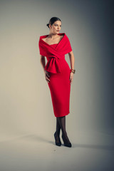 Red | Draped Off-the-Shoulder Cocktail Dress Runway Red | Draped Off-the-Shoulder Cocktail Dress Runway