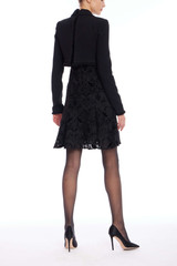 Black | Velvet and Lace Twofer A-line Mini Dress Back