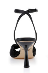 Black Fabric | Ibis Pleated Ankle Strap Sandal Back