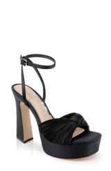 Black Fabric | Icelynn Ankle Strap Platform Sandal Front Side