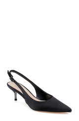 Black Satin | Ilana Slingback Pump Front Side