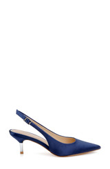 Navy Satin | Ilana Slingback Pump Side