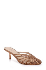 Bronze Textile | Ilaria Caged Stiletto Mule Front Side