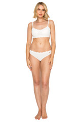 Bridal White | Yummy Baby Rib Scallop Bralette Front