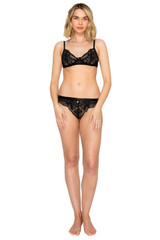 Jet Black | Luxe Sparkle Lace Thong Front