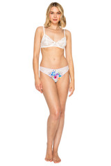 Blue Floral Print | Luxe Floral Lace Thong Front