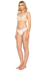 Cream/Ivory | Luxe Floral Lace Thong Side