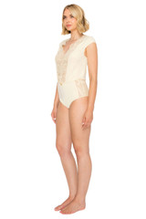 Nude/Reed | Luxe Sparkle Lace Brief Bodysuit Side
