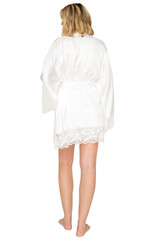 Bridal White | Luxe Monogram Jacquard & Sparkle Lace Wrap Robe Back