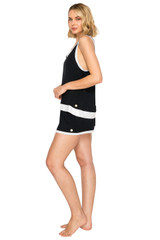 Jet Black | Yummy Modal Blend Jersey Racerback Tank & Short Set Side