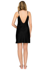 Jet Black | Luxe Satin & Sparkle Slip Dress Back
