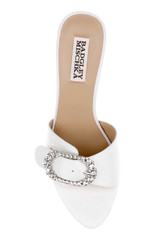 White Crepe | Odetta Block Heel Slide Sandal Top