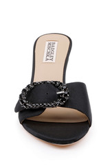 Black Crepe | Odetta Block Heel Slide Sandal Front