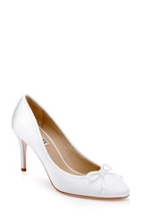 White Satin | Omaria Satin Bow Pump Front Side