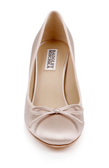 Nude Satin | Omaria Satin Bow Pump Front