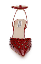 Red Patent | Omelia Ankle Strap Pump Front