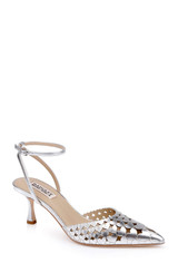 Silver Metallic | Omelia Ankle Strap Pump Front Side