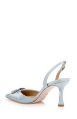Mist Blue Satin | Octaviah Slingback Pump Back Side