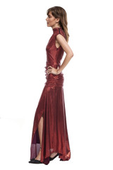 Red | Lyla High Neck Drop Waist Maxi Dress Side Red | Lyla High Neck Drop Waist Maxi Dress Side