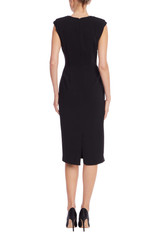 Black | Embellished Neck Cap Sleeve Sheath Dress Back