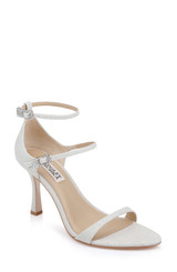 White Glitter | Valencia Ankle Strap Sandals Front Side