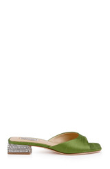 Olive Silk | Oahu Low Block Slide Sandal Side