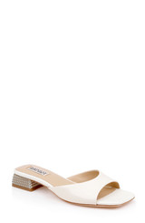 Cream Leather | Oahu Low Block Slide Sandal Front Side