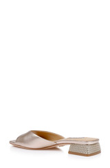 Champagne Leather | Oahu Low Block Slide Sandal Back Side