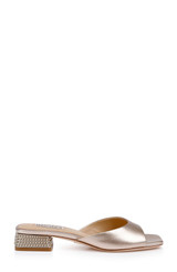 Champagne Leather | Oahu Low Block Slide Sandal Side