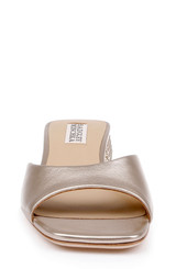 Champagne Leather | Oahu Low Block Slide Sandal Front