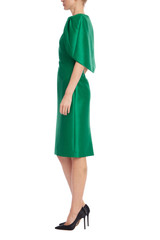 Emerald | Cape Shoulder Cocktail Sheath Dress Side