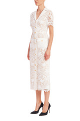 Embroidered Lace Shirt Dress with Sash by Badgley Mischka