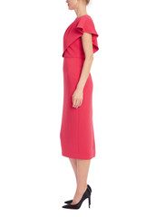 Red | Sculpted One-Side Drape Sheath Dress Side