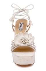 Cream Suede | Wanette Lace Up Platform Sandal Front
