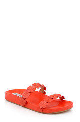 Red Leather | Waterbury Flower Slide Sandal Front Side