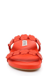 Red Leather | Waterbury Flower Slide Sandal Front