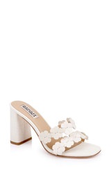 Cream Leather | Webster Block Heel Sandals Front Side