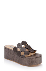 Brown Leather | Wendall Platform Slide Sandal Front Side