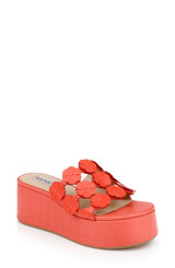 Red Leather | Wendall Platform Slide Sandal Front Side