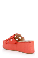 Red Leather | Wendall Platform Slide Sandal Back Side