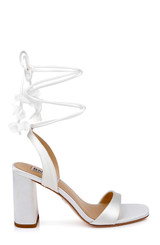 White Satin | Westminster Lace Up Sandal Side