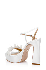 White Satin | Wicket Ankle Strap Platform Sandal Back Side