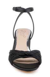 Black Satin | Pretty Ankle Strap Sandal Front