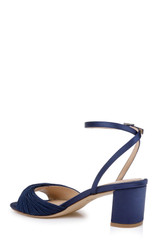 Navy Satin | Pretty Ankle Strap Sandal Back Side