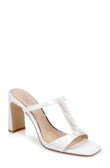 Ivory Satin | Pacifica Slip-On Block Heel Sandal Front Side