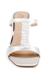 Ivory Satin | Pacifica Slip-On Block Heel Sandal Front