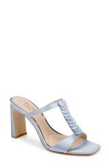 Mist Blue Satin | Pacifica Slip-On Block Heel Sandal Front Side