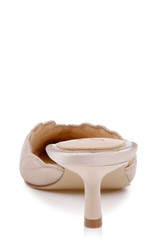 Dark Nude Satin | Palmer Pointed Toe Kitten Heel Mules Back